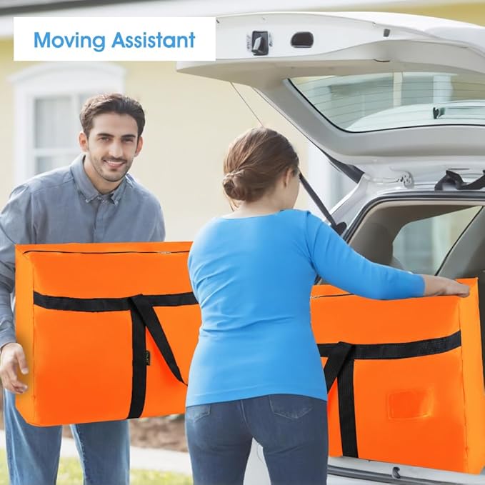 CIVJET 4 Pack Moving Bags Heavy Duty Extra Large 90L, College Packing Bags for Moving Clothes, Moving Supplies & Boxes with Zippers and Handles, Storage Bags Moving Totes Camping Essentials (Orange)