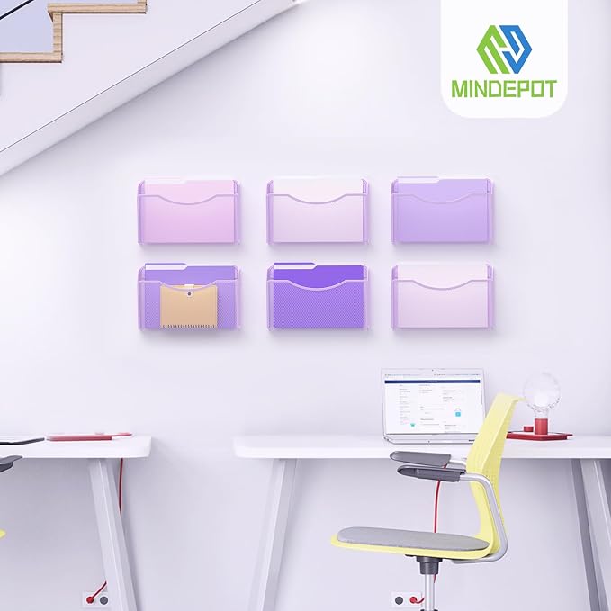 MINDEPOT Wall File Organizer - Heavy Duty Iron Office File Holder for Wall Mount - Hanging Document Organizer for Business, Classroom, Home Office