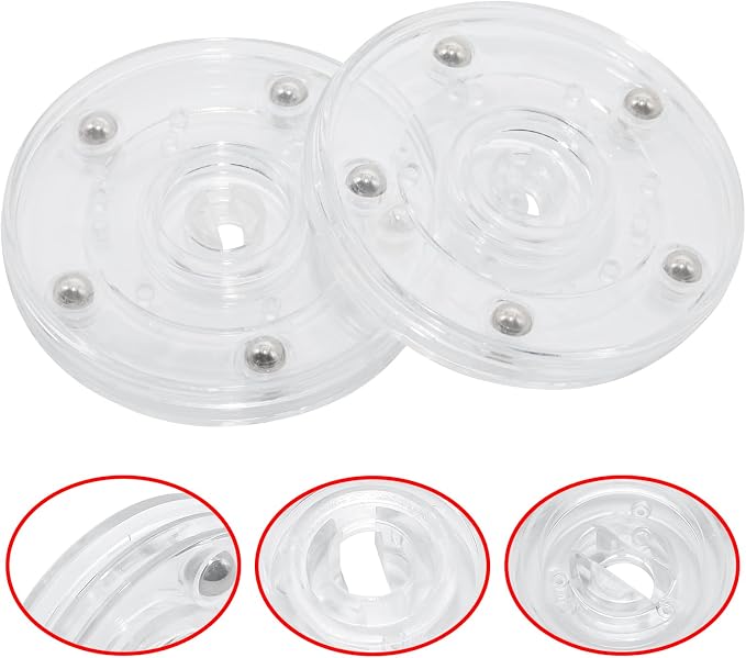 4 Pcs Clear 3 inch Acrylic Lazy Susan Rotating Turntable Organizer Bearings - Round Swivel Plate for Spice Rack, Table, Cake, Kitchen Pantry
