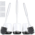 Lefree 3 Pack Silicone Toilet Bowl Brush and Holder Set with Ventilated Holder, Floor Standing & Wall Mounted Toilet Scrubber