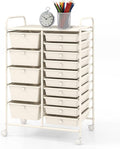 BECOMFORT 15-Drawer Rolling Cart with Drawers, Storage Cart on Wheels, Teacher Classroom Organizers with Metal Frame, Mobile Craft Cart for Tools, Trolley Utility Cart for School Office Play Room