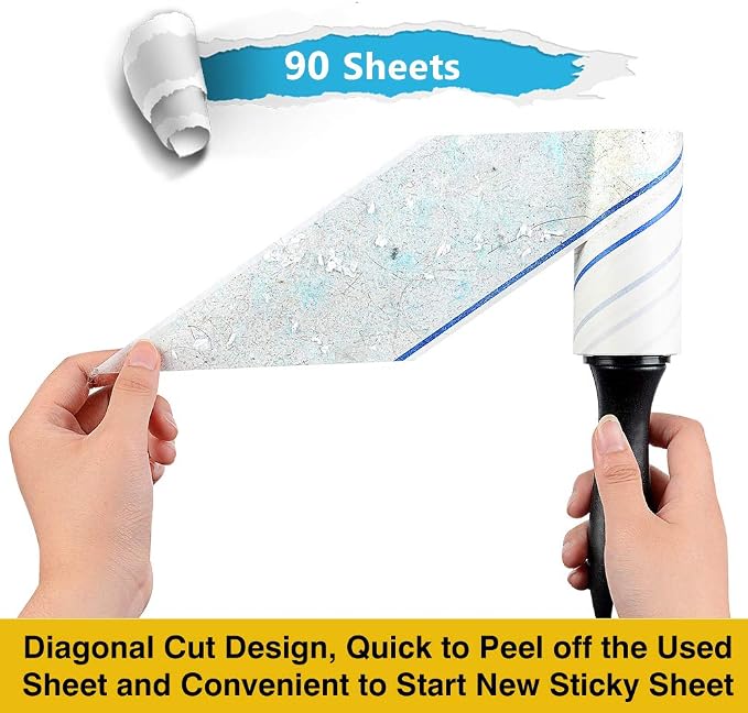 Extra Sticky Lint Rollers for Pet Hair, 450 Sheets, 5 Packs | Removes dog & cat fur, dust, fuzz & lint from clothes, couch, furniture & car for home, office & travel. Easy tear sheets