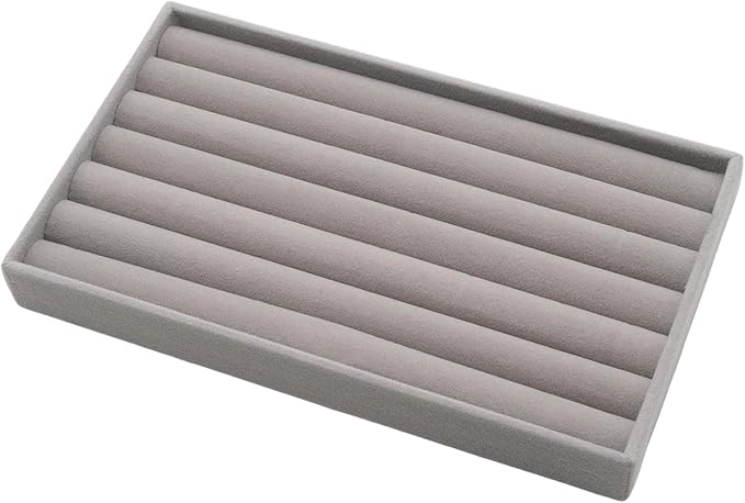Velvet Jewelry Organizer Trays Gray Stackable Jewelry Storage Display Tray, 8 Rolls