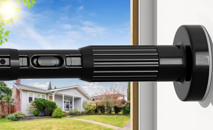 AIZESI 41-144 Inch Heavy Duty Tension Curtain Rod - No Drilling, Adjustable, Rust-Resistant for Outdoor, Living Room, Window, Bathroom, Diameter 1.26In-Black