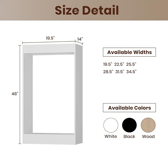 ROOMTEC 19.5" Double Hanging Closet Unit, Modular Closet System with Hanging Rod, Wardrobe Organizer for Bedroom or Walk-in Closet, Wall Mounted, Customizable Clothes Storage Unit, White