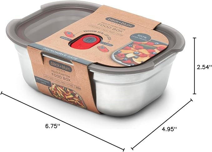 BLACK + BLUM Lunch Box - Meal Prep Containers Reusable for Picnic & Camping - Microwavable Stainless Steel Lunch & Dinner Food Storage Box with Leak Proof Lid - Dishwasher & Oven Safe - Small - 600ml | Leak Proof & Airtight, Durable & Reusable, Stackab...