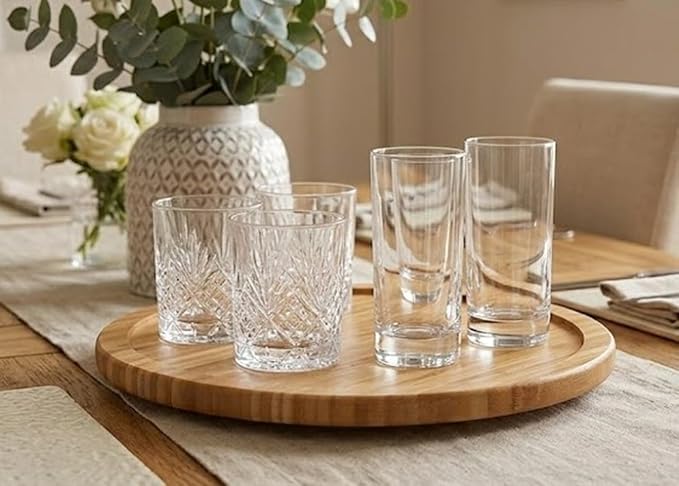 YBM HOME Pack of 6 Bamboo Lazy Susan Single Turntable (14")