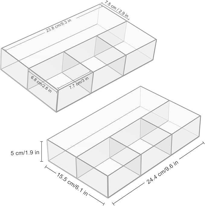 JessLab Acrylic Makeup Organizers, 2-Pack Bathroom Organizer for Drawer, Cosmetic Display Cases for Vanity, Countertop, Desk, Kitchen, and Cabinet Storage