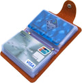 Soft Leather Credit Card Holder for Men & Women Bank Card Case with 24 Durable Plastic Insert Slots Slim Pocket Wallet ID Card Organiser Business Card Case Purse (Orange)