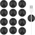 Cord Holder Cable Clips, 12PCS Black Self-Adhesive Wire Management Keeper Cord Organizer Charger Holder for Desktop USB Charging Cable Nightstand Power Cord Mouse Cable Wire PC Office Home (Black)