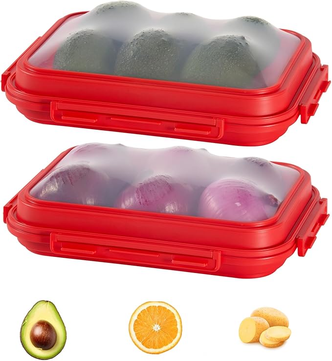 2 Pack Silicone Food Fresh-Keeping Storage Containers with Lid, Dual-Shape Design, BPA-Free, Leakproof Lock Clips, Versatile Fridge Storage Containers, Space Saving & Expandable