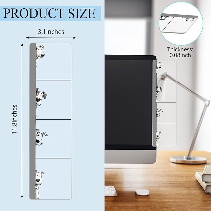 Fox Terrier Monitor Side Note Board, Computer Monitor Memo Board, Sticky Note Holder, Acrylic Desk Organizer with 100Pcs Notes for Office Worker Men Women, Home Desktop and Office Desk