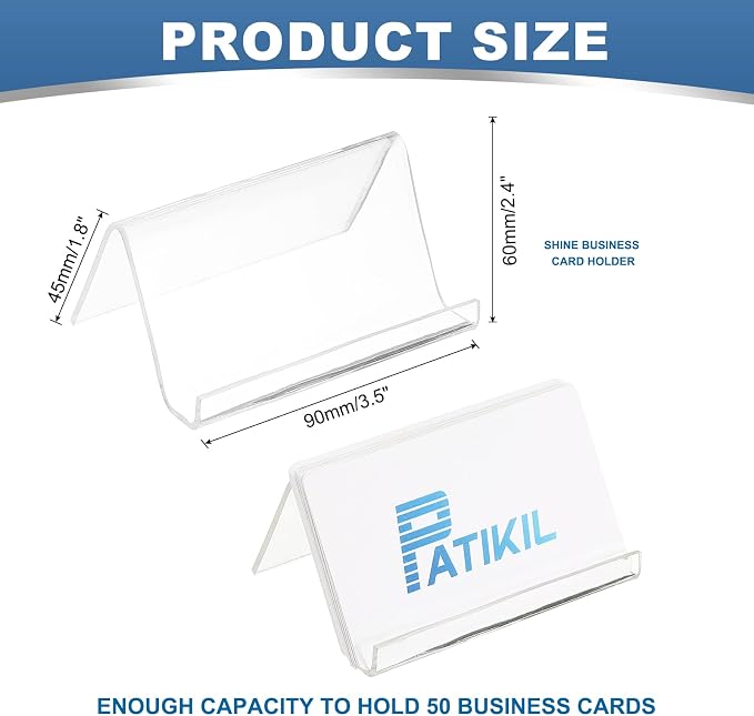 PATIKIL Business Card Holder for Desk, Acrylic Business Card Holders Shine Card Stand Organizer Cards Display for Office Exhibition, Clear