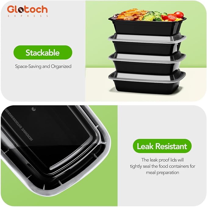 Glotoch 24oz [1 Pallet-8350 Pack] Meal Prep Containers Reusable with Lids, Food Storage Containers Microwave,Freezer,Dishwasher Safe, Leakproof & BPA Free Durable Plastic Bento Box To Go Take Out