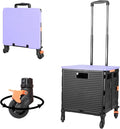 Quick Utility Cart Folding Portable Rolling Crate Handcart with Durable Heavy Duty Plastic Telescoping Handle Collapsible 4 Rotate Wheels for Travel Shopping Moving Luggage Office Use
