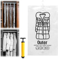 Hanging Vacuum Storage Bags, 2023 New Reusable Hanging Compressible Storage Bag Space Saver Bags with Hand Pumps, Upgrade Clothes Vacuum Seal Storage Bag for Suits Dress Jackets (Large, 1Pcs)