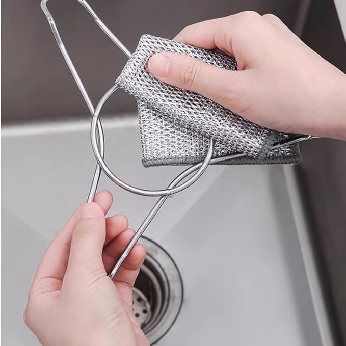 Wire Dishwashing Rag, Multipurpose Wire Miracle Cleaning Cloths for Wet and Dry, Non-Scratch Wire Dishcloth for Pots,Sinks,Stove Tops,5pcs, Sliver Grey
