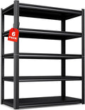 Set of 6 All Metal Garage Shelving - 2050 lbs 5 Tier Storage Shelves, Adjustable Heavy Duty Metal Shelving Unit and Storage Large Rack, Utility Steel Shelf for Warehouse Industrial Pantry 71"x46"x20"