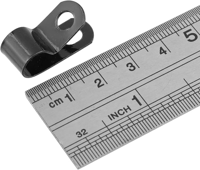 Antrader 100Pcs R-Type 0.31" Fence Wire Clamp to Vinyl, Wood or Metal Fence | 8mm Wire Metal Cable Management Cord Organizer,Rust-Resistant Black Coated Steel,Agricultural Fencing Mounting Clips