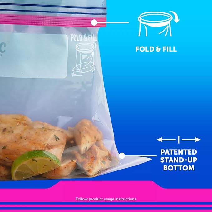 PURPUR Microfiber Cloth Variety Food Storage Bag Pack, 347 Bags Total - Gallon, Quart, Snack, Sandwich Sizes - Stay Open Design, Grip n' Seal, Reusable, Plastic and Microfiber Construction, Pink