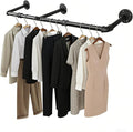 40 INCH Industrial Pipe Clothes Rack,Wall Mounted Clothes Rack,Metal | 150lbs Max Heavy Duty Clothing Rack,Powder Coating Surface,Space-Saving Hanging Rod for Laundry Room,Bedroom,Closet Storage