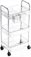 3-Tier Clear Utility Rolling Cart with Wheels for Kitchen & Bathroom | Lightweight-usage, Easy assembly, Multifunctional storage organizer, Clear, 8.2”W * 13”L * 25.8”H