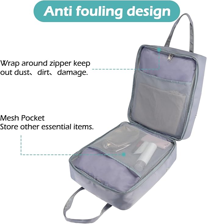 ZHIERNA Shoe Bags for Travel with Handle, Travel Shoe Bags for Packing, Portable Shoes Storage Bag Organizer, Travel Luggage Shoe Bag for Women Men Holds 6 Pair of Shoes (Grey)