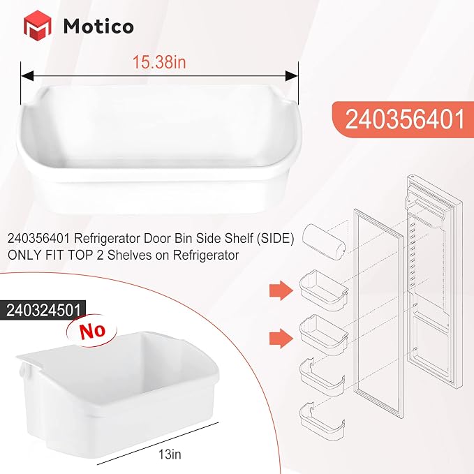 2 PACK UPGRADED 240356401 Refrigerator Door Bin Compatible with Frigidaire Door Shelf Replacement Parts FFSS2614QE6A, FFSS2614QS4A, FFHS2611PFEA, FFHS2611LBPA Replace 240356402, AP2116036, PS430121