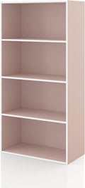 Homes: Inside + Out Apexa 4-Tier Cube Storage Organizer Shelves, Stackable Wood Bookcase Fits Cubby Bins for Organization, Dorm Teen Room Decor & Home Office, Light Pink
