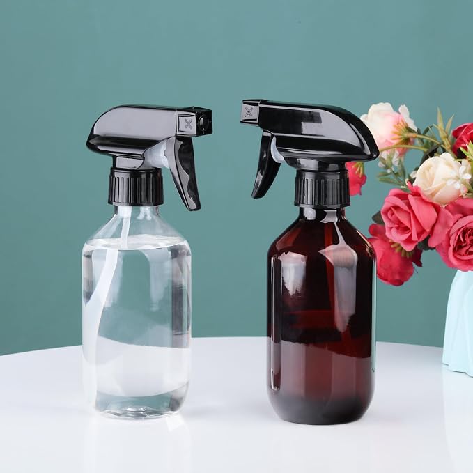 Spray Bottles 2 Pack 10oz Empty Squirt Bottle Plastic Refillable Containers | Fine Mist Water Spray Bottle with Adjustable Nozzle BPA Free Small Spray Bottle for Cleaning, Plants, Pet Training, Hair