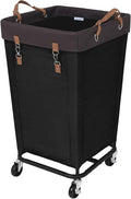 StorageWorks Laundry Basket with Wheels for Clothes, 160L Black Hamper Cart