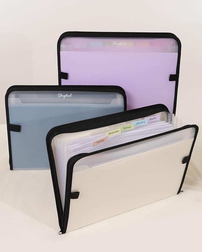 SKYDUE Accordion File Organizer, 7 Pocket Expanding File Folder with Front Pocket, Letter Size, Important Document Organizer with Double Zipper,Travel Folder, School Office Supplies