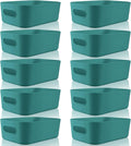 Zopeal Plastic Storage Bins 10 Pcs Green Pantry Organizer Bins Small Baskets Storage Containers for Home Kitchen (8 x 5.7 x 3 Inch)