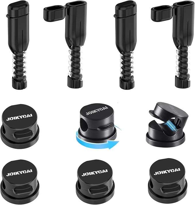 6 Magnetic Spring Cable Clip Rotatable Cord Holder Desktop Cord Organizer 2 Charging Cord Protectors for Nightstand Phone Charger Organizer Computer Desk Cable Management Appliance Adhesive Wire Strap