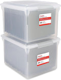 STAPLES Store & Slide Plastic File Box Latching, Letter/Legal Size, Clear, 2/Pack