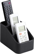 Remote Control Holder, PU Leather Nightstand Organizer, Black | 3-compartment Remote Bedside Caddy, Soft Velvet Lining, Small Desk Organizer for Remote/Pen/Glasses/Phone