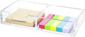 2in1 Clear Sticky Notes Holder Memo Dispenser Desk Organizer | Transparent acrylic material, Dual-slot separated storage, Smooth, scratch-resistant & durable,Stable base anti-slip