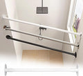 Closet Rod Flange Adjustable Closet Rod for Angled Wall, Retractable Corner Shower Curtain Rod Stainless Steel, 180° Swivel Hanging Clothes Support Pole(White,120-180cm(47 1/4"-70 7/8"))