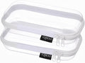 YQBRAO Clear Hard Shell Organizer Set, 2-Pack, White | Two small rigid PET organizers for cosmetics, travel accessories, cables, personal items and everyday organization