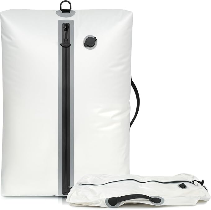 BAGAIL TPU Vacuum Bag for Travel, Reusable Compression Bag with IPX8 Waterproof Zipper, Save Space for Suitcase, Backpack and Carry on (White, Large, No Pump)