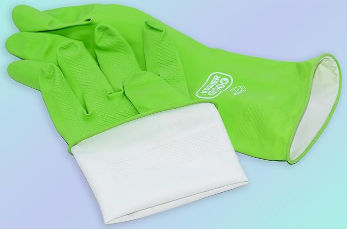 The Kosher Cook Parve Green Nitrile Cleaning Gloves- Comfortable Flock Lining and Top Durability for Dishwashing and Household – X-Large – Color Coded Home and Kitchen Accessories