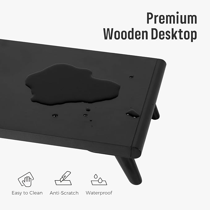 loukin Monitor Stand Riser for Desk, 22.4" × 8.2" Computer Stand, Black | Supports 22 lb, No Installation Required, Water-Resistant Surface, Fits Laptops and Printers, Ergonomic Design