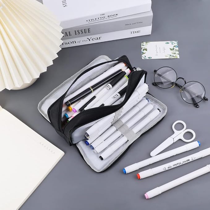 iSuperb Large Pencil Case 3 Compartments Pencil Pouch Big Capacity Pencil Bag for Kids Teen Girls Boys Student School Supplies Oxford Organizer Pen Bag Cosmetic Makeup Pouch