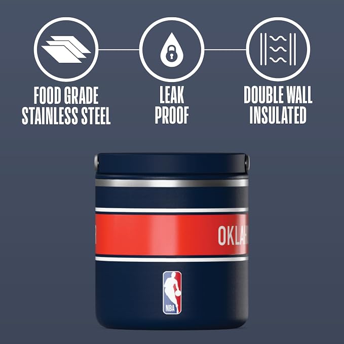 Hydrapeak x NBA Officially Licensed OKC Thunder 25oz Stainless Steel Vacuum Insulated Food Jar with Handle, Wide Mouth Leak-Proof Soup Jar for Adults, 10 Hours Hot & 16 Hrs Cold