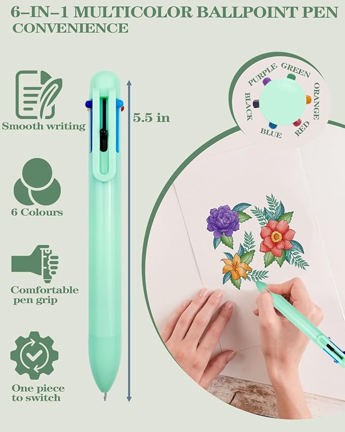 JIZHIYUAN 54PCS Aesthetic School Supplies with Large Pencil Case,12 Pastel Highlighters,5 Black & 6 Color Ink Gel Pens, 6-in-1 Ballpoint Pen,5 Mechanical Pencils 0.5-2.0mm Student Essentials (Green)