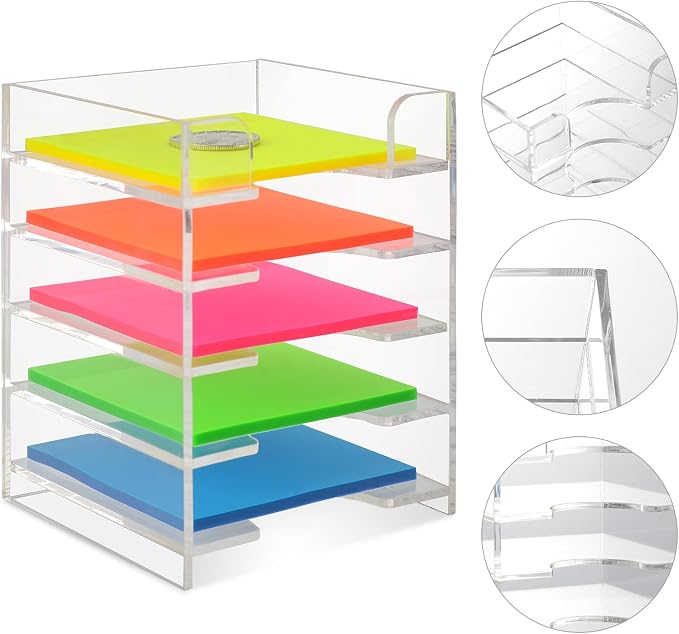 3x3 Inch Acrylic Sticky Note Holder For Desk Colorful Sticky Notes Holder Post It Note Holder Multiple Sticky Notepad Organizer Self Stick Note Pad Holder For Office Home School（No Sticky Notes）