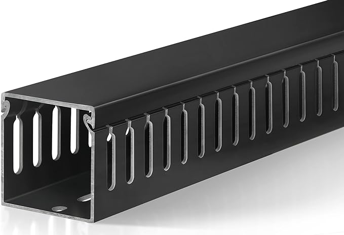 ZhiYo 2"H x 2"W Cable Raceway, 6ft Under Desk Wire Management Channel Black | Slotted Wire Duct, 2 Pack (3 ft Each), Heavy-Duty PVC Cable Management for Server Racks, Network Cables & Electrical Cabinets