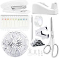 Office Supplies,Desk Accessories, Stapler and Tape Dispenser Set for Women with Stapler, Tape Dispenser, Staple Remover, Staples, Clips, Scissor and Tabs,Gift for Students, Coworkers