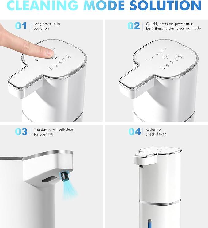 RYTOXILO Automatic Foaming Soap Dispenser Touchless, 2 Pack White Auto Foam Soap Dispensers for Bathroom and Kitchen, 15 Fl Oz Plastic Electric Dish Foamy Dispensers Wall Mount with 1200 mAh Battery
