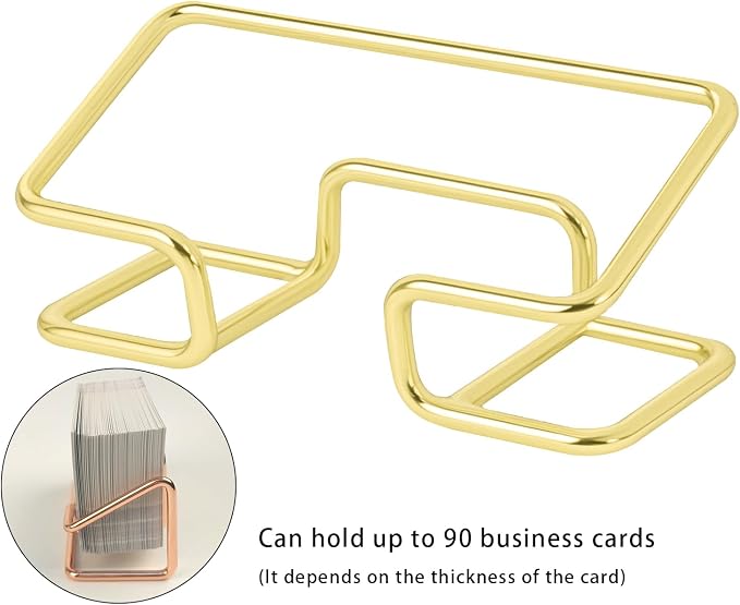 Metal Business Card Holder for Desk, Cute Card Display Stand, Compatible with Various Countertops, Gold